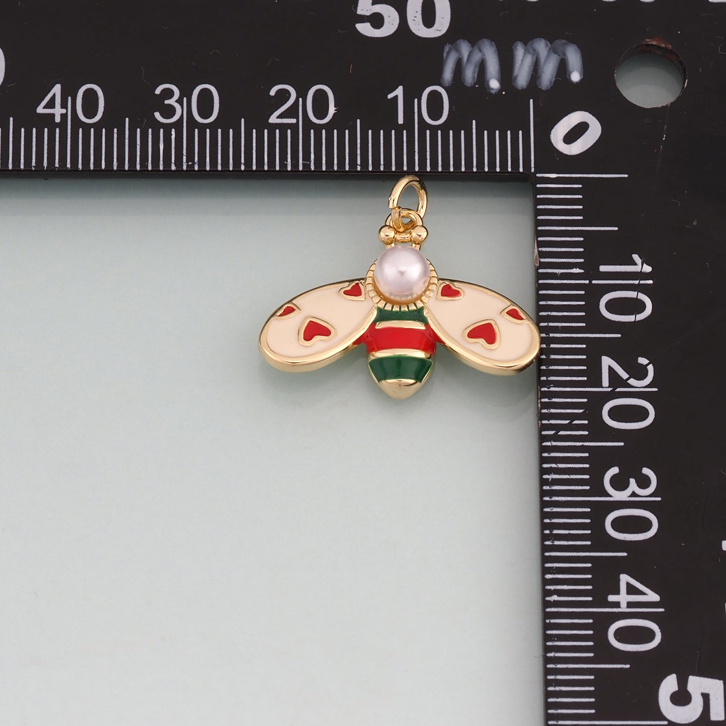 18K Gold Filled Enamel Bee Pendant,Bee Charm Bracelet Necklace for DIY Jewelry Making Supply