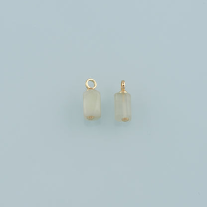 18K Gold Filled Cylinder Pendant,Natural Stone Charm Bracelet Necklace for DIY Jewelry Making Supply
