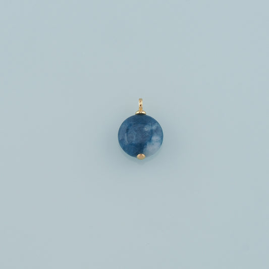 18K Gold Filled Round Pendant,Natural Stone Charm Bracelet Necklace for DIY Jewelry Making Supply