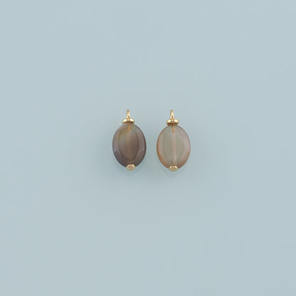 18K Gold Filled Oval Pendant,Natural Stone Charm Bracelet Necklace for DIY Jewelry Making Supply