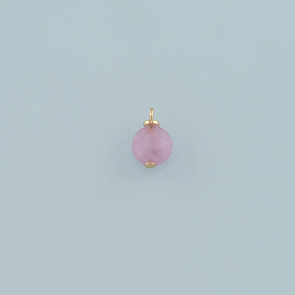 18K Gold Filled Round Pendant,Natural Stone Charm Bracelet Necklace for DIY Jewelry Making Supply