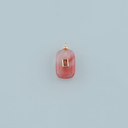 18K Gold Filled Rectangle Pendant,Natural Stone Charm Bracelet Necklace for DIY Jewelry Making Supply