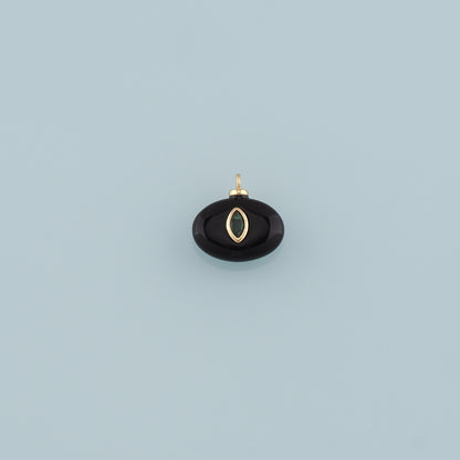 18K Gold Filled Oval Pendant,Natural Stone Charm Bracelet Necklace for DIY Jewelry Making Supply