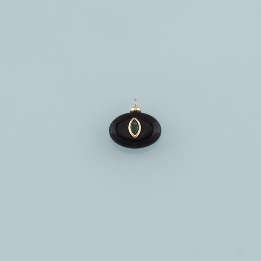 18K Gold Filled Oval Pendant,Natural Stone Charm Bracelet Necklace for DIY Jewelry Making Supply
