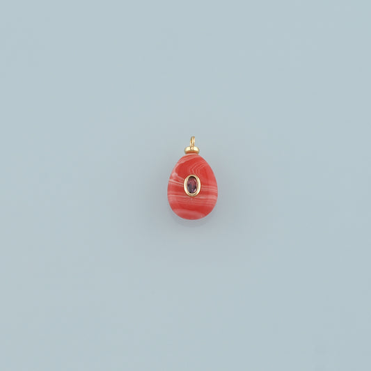 18K Gold Filled Teardrop Pendant,Natural Stone Charm Bracelet Necklace for DIY Jewelry Making Supply