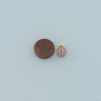 18K Gold Filled Round Pendant,Natural Stone Charm Bracelet Necklace for DIY Jewelry Making Supply