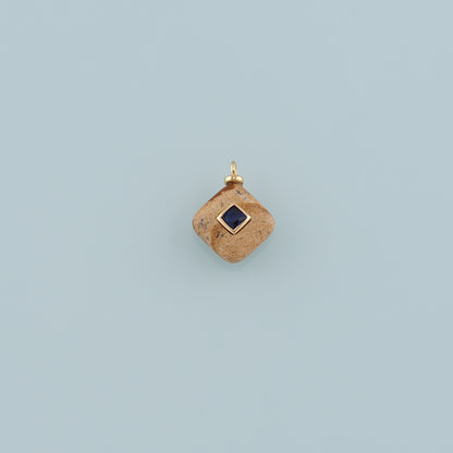 18K Gold Filled Rhombus Pendant,Natural Stone Charm Bracelet Necklace for DIY Jewelry Making Supply