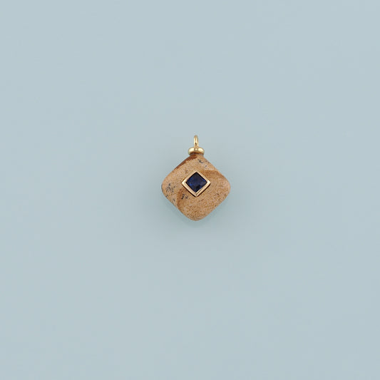 18K Gold Filled Rhombus Pendant,Natural Stone Charm Bracelet Necklace for DIY Jewelry Making Supply