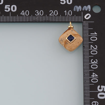 18K Gold Filled Rhombus Pendant,Natural Stone Charm Bracelet Necklace for DIY Jewelry Making Supply