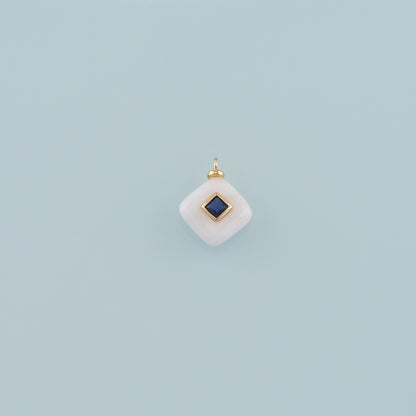 18K Gold Filled Rhombus Pendant,Natural Stone Charm Bracelet Necklace for DIY Jewelry Making Supply