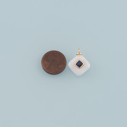 18K Gold Filled Rhombus Pendant,Natural Stone Charm Bracelet Necklace for DIY Jewelry Making Supply