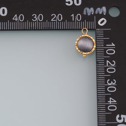 18K Gold Filled Round Pendant,Natural Stone Charm Bracelet Necklace for DIY Jewelry Making Supply
