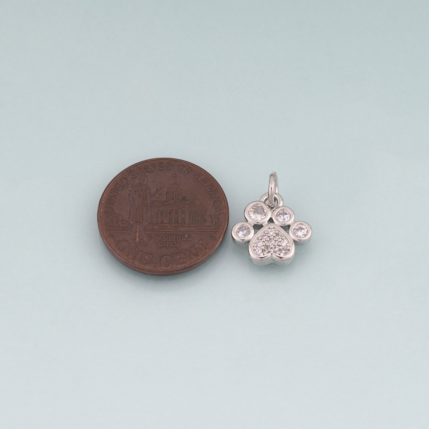 18K Gold Filled CZ Pet Paw Prints Pendant,Cute Charm Bracelet Necklace for DIY Jewelry Making Supply