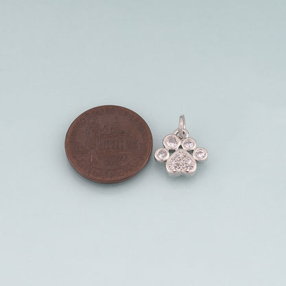 18K Gold Filled CZ Pet Paw Prints Pendant,Cute Charm Bracelet Necklace for DIY Jewelry Making Supply