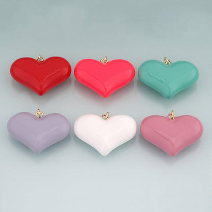 18K Gold Filled Enamel Heart Pendant,Heart Charm Bracelet Necklace for DIY Jewelry Making Supply