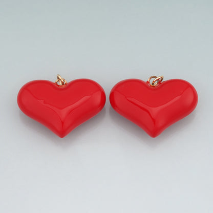 18K Gold Filled Enamel Heart Pendant,Heart Charm Bracelet Necklace for DIY Jewelry Making Supply