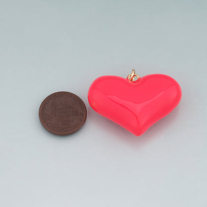 18K Gold Filled Enamel Heart Pendant,Heart Charm Bracelet Necklace for DIY Jewelry Making Supply