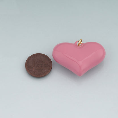 18K Gold Filled Enamel Heart Pendant,Heart Charm Bracelet Necklace for DIY Jewelry Making Supply