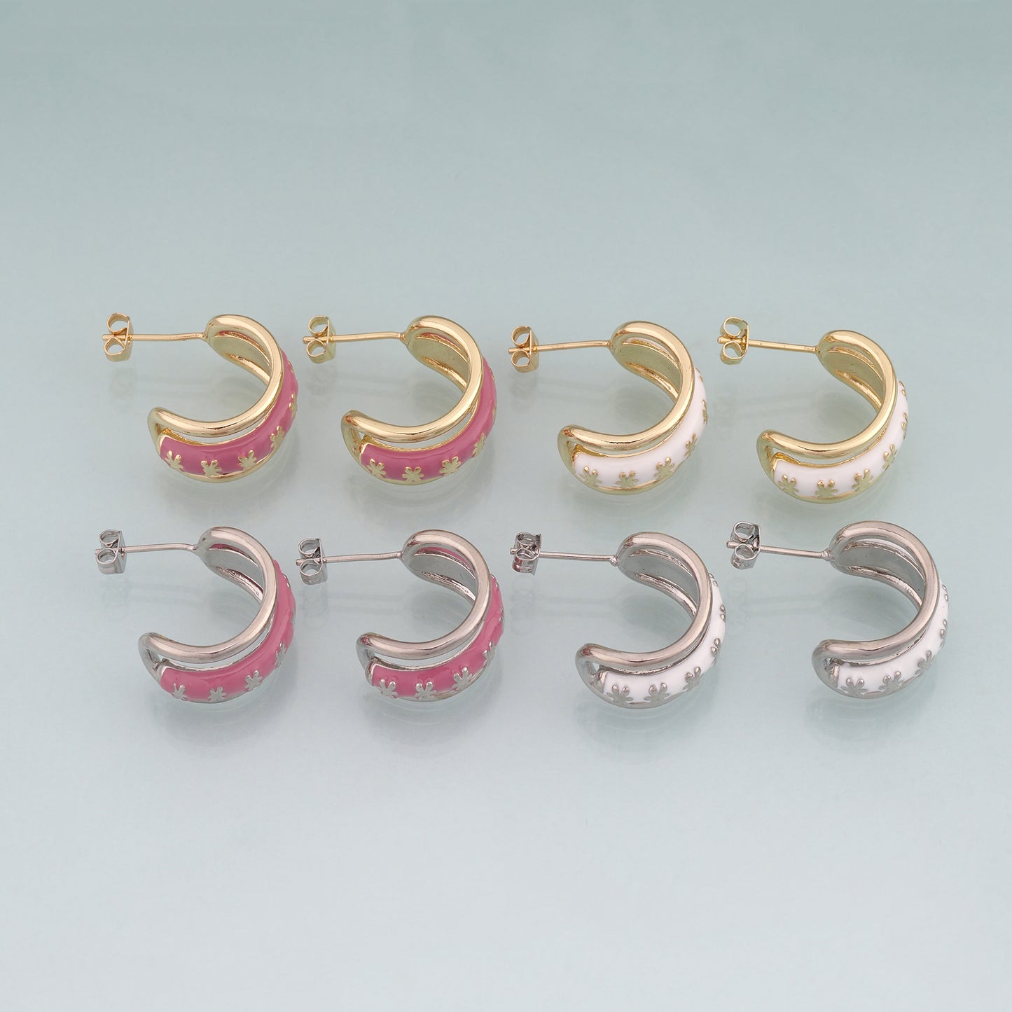 A Pair 18K Gold Filled Enamel Arc Hoop Earrings,Arc Hoop Earrings Bracelet Necklace for DIY Jewelry Making Supply