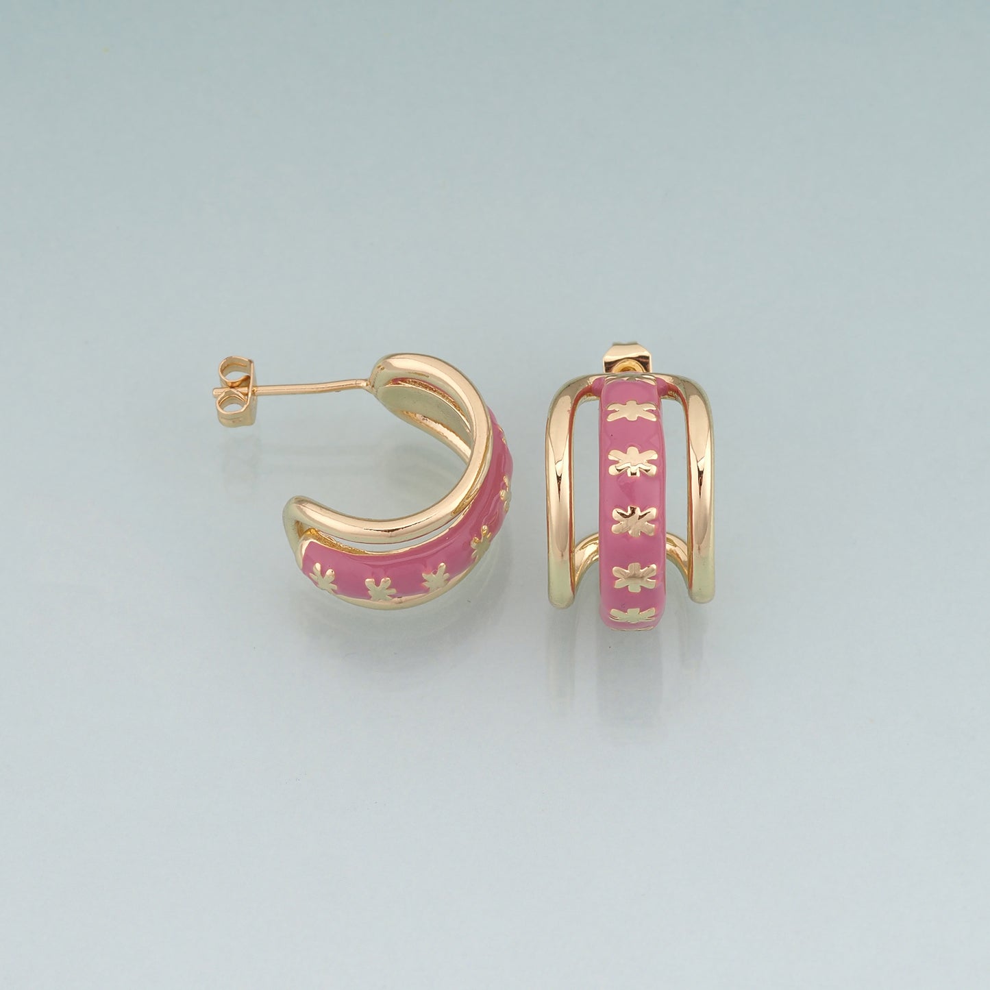 A Pair 18K Gold Filled Enamel Arc Hoop Earrings,Arc Hoop Earrings Bracelet Necklace for DIY Jewelry Making Supply