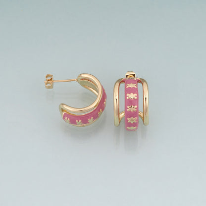 A Pair 18K Gold Filled Enamel Arc Hoop Earrings,Arc Hoop Earrings Bracelet Necklace for DIY Jewelry Making Supply