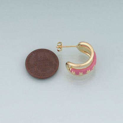 A Pair 18K Gold Filled Enamel Arc Hoop Earrings,Arc Hoop Earrings Bracelet Necklace for DIY Jewelry Making Supply