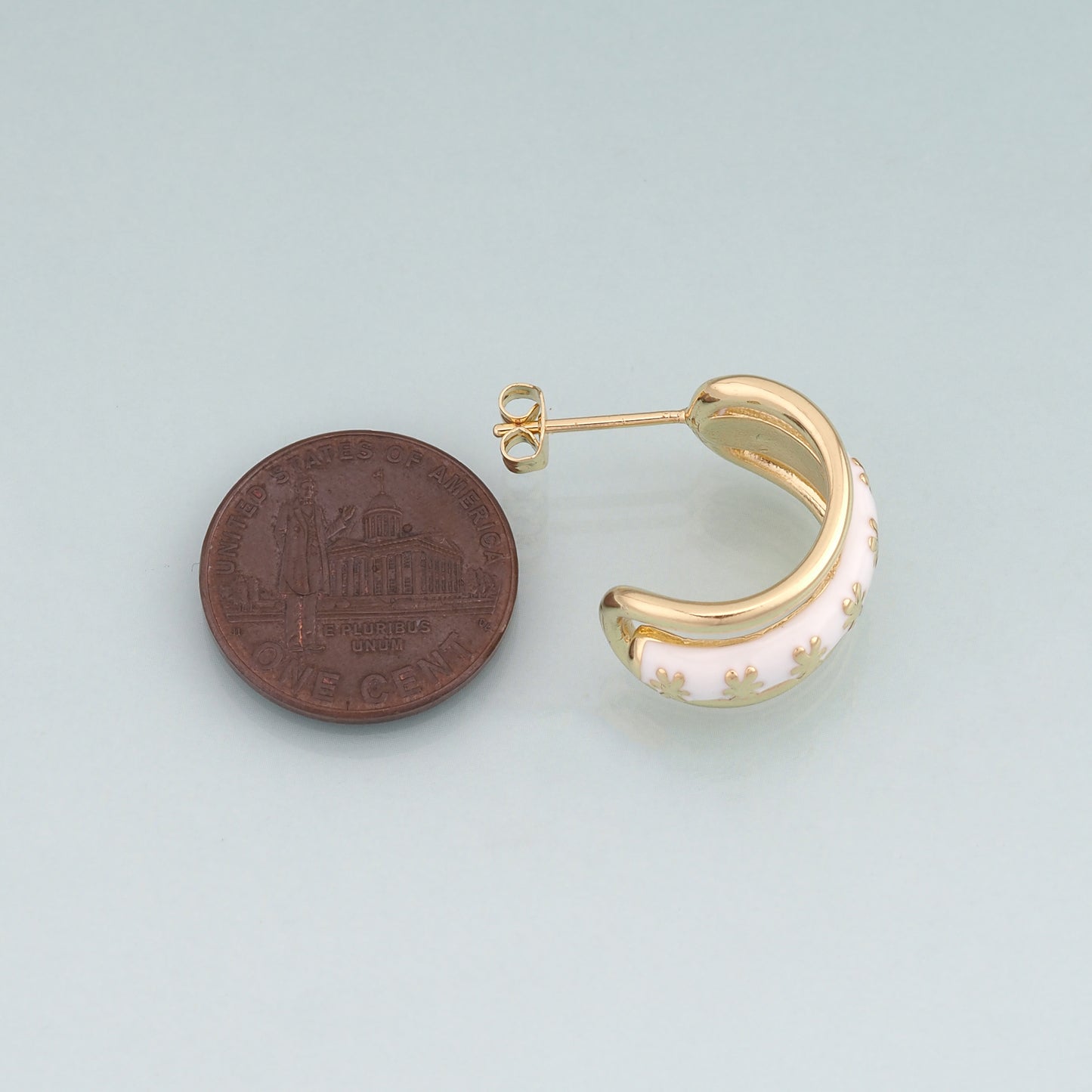 A Pair 18K Gold Filled Enamel Arc Hoop Earrings,Arc Hoop Earrings Bracelet Necklace for DIY Jewelry Making Supply