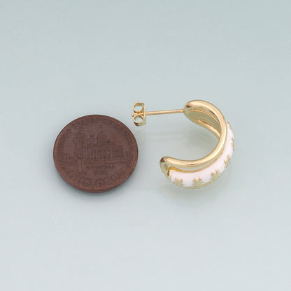 A Pair 18K Gold Filled Enamel Arc Hoop Earrings,Arc Hoop Earrings Bracelet Necklace for DIY Jewelry Making Supply