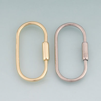 18K Gold Filled Oval Screw Thread Buckle,Oval Charm Bracelet Necklace for DIY Jewelry Making Supply