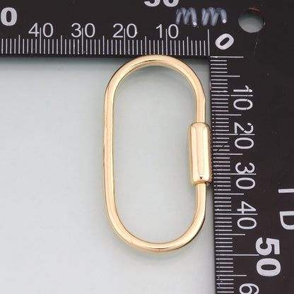18K Gold Filled Oval Screw Thread Buckle,Oval Charm Bracelet Necklace for DIY Jewelry Making Supply