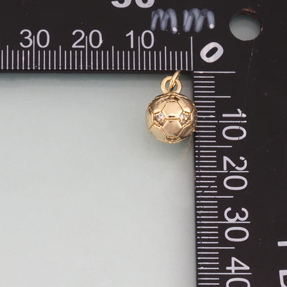 18K Gold Filled CZ Football Pendant,Sports Charm Bracelet Necklace for DIY Jewelry Making Supply
