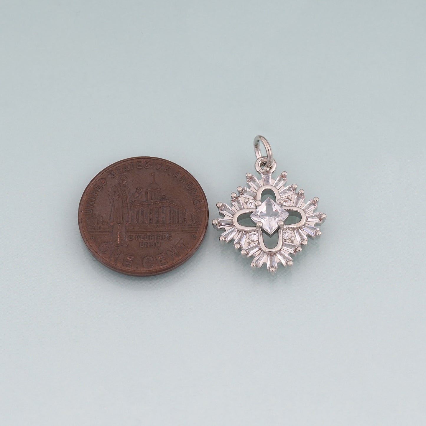 18K Gold Filled CZ Flower Pendant,Flower Charm Bracelet Necklace for DIY Jewelry Making Supply