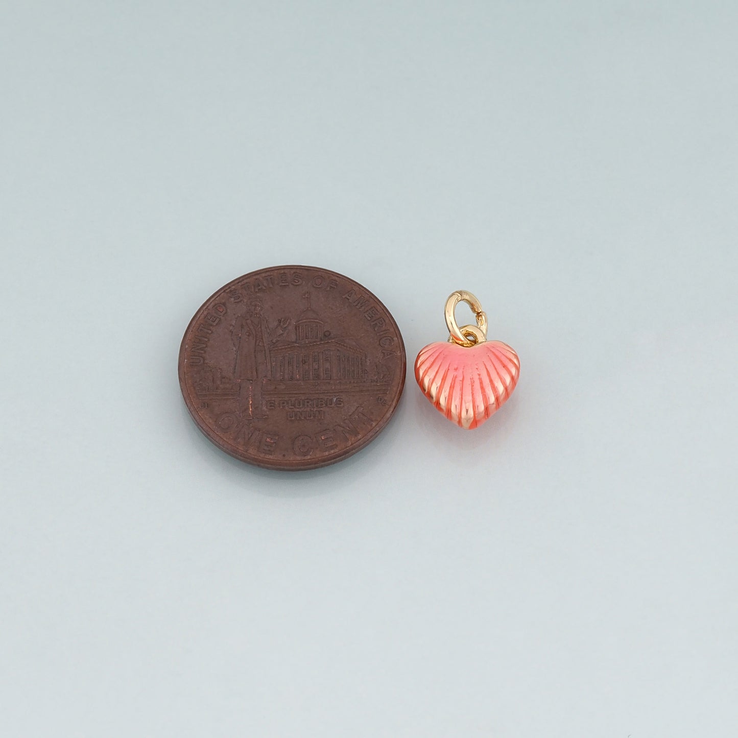 18K Gold Filled Enamel Texture Heart Pendant,Heart Charm Bracelet Necklace for DIY Jewelry Making Supply