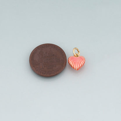18K Gold Filled Enamel Texture Heart Pendant,Heart Charm Bracelet Necklace for DIY Jewelry Making Supply