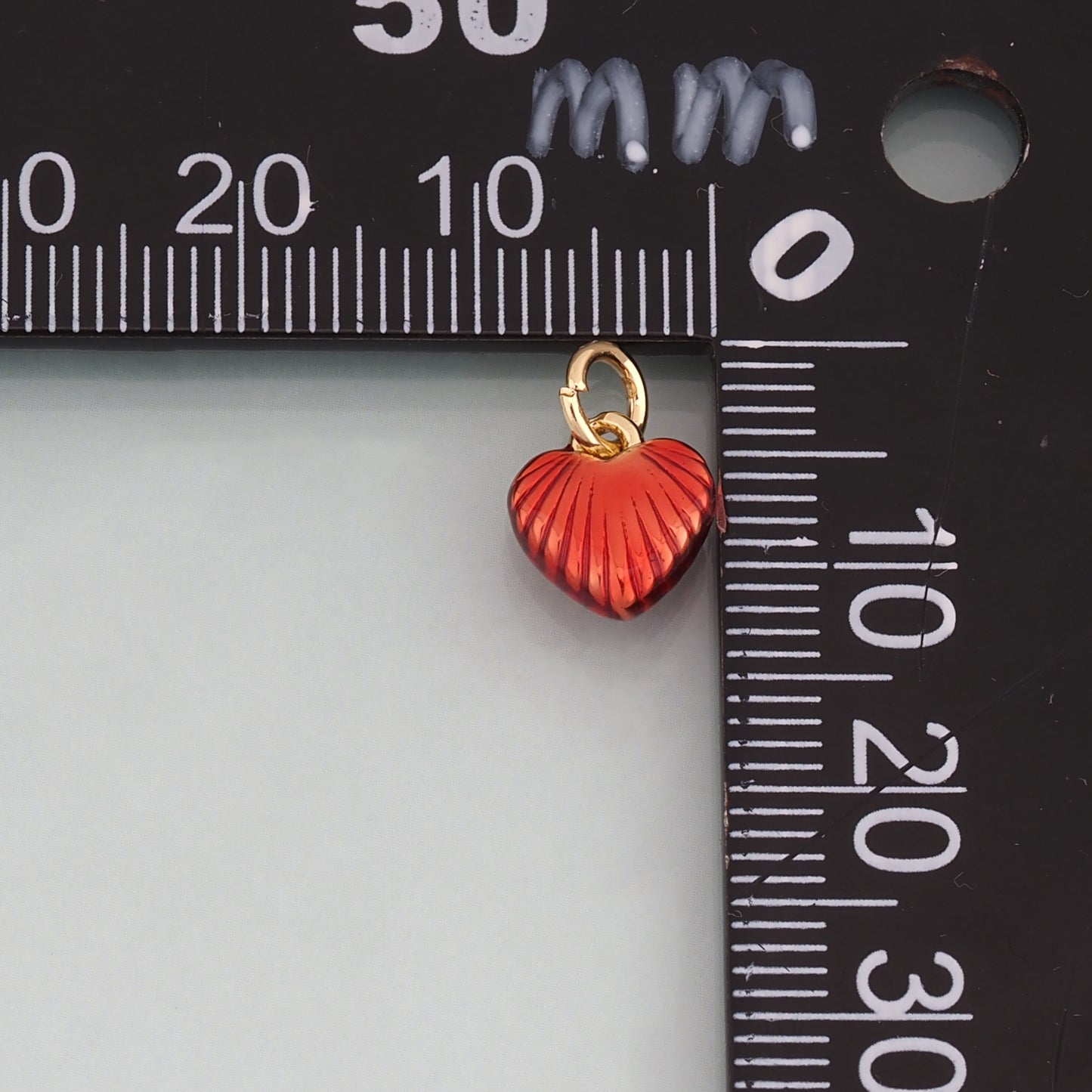 18K Gold Filled Enamel Texture Heart Pendant,Heart Charm Bracelet Necklace for DIY Jewelry Making Supply