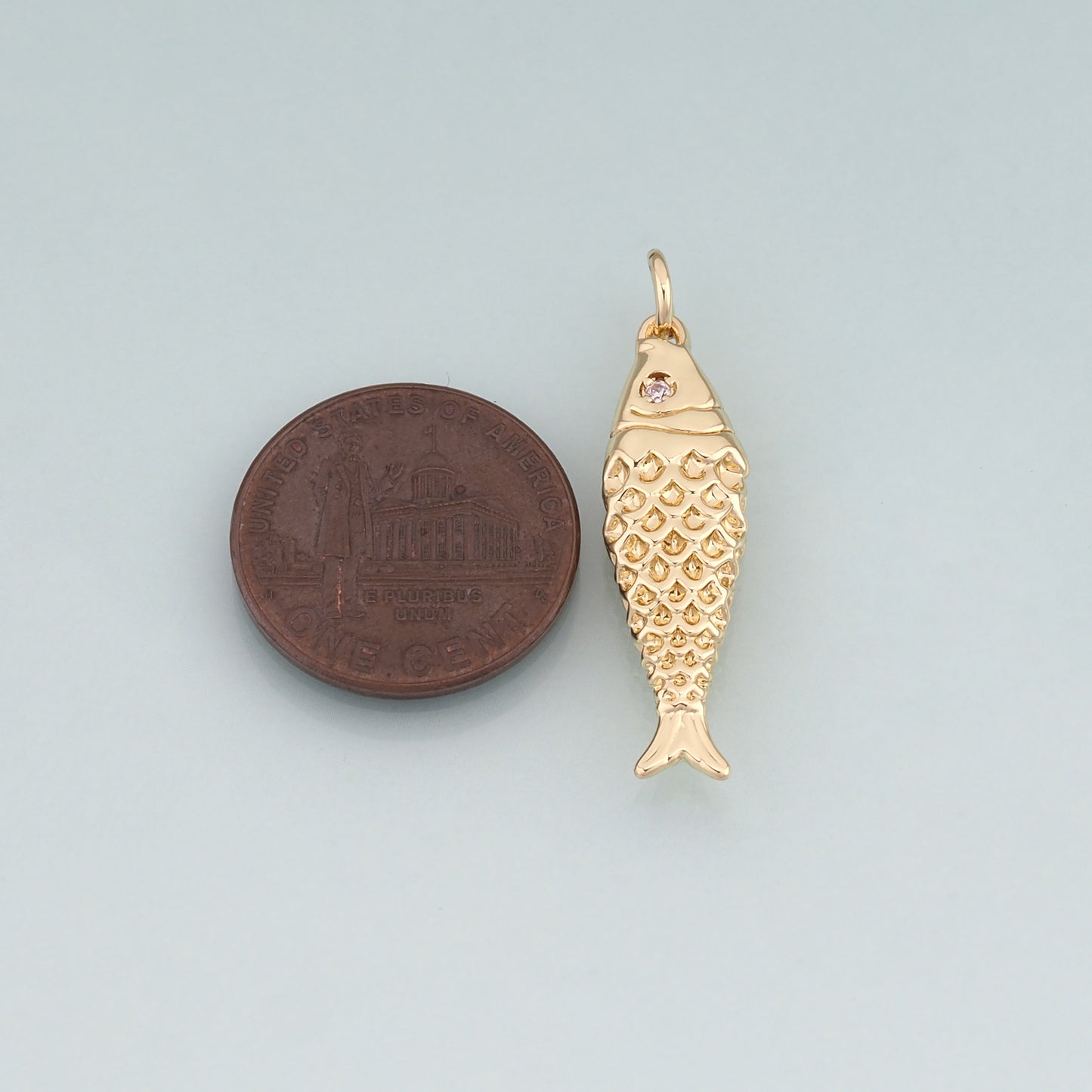 18K Gold Filled Fish Pendant,Fish Charm Bracelet Necklace for DIY Jewelry Making Supply