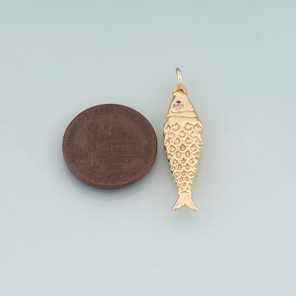 18K Gold Filled Fish Pendant,Fish Charm Bracelet Necklace for DIY Jewelry Making Supply