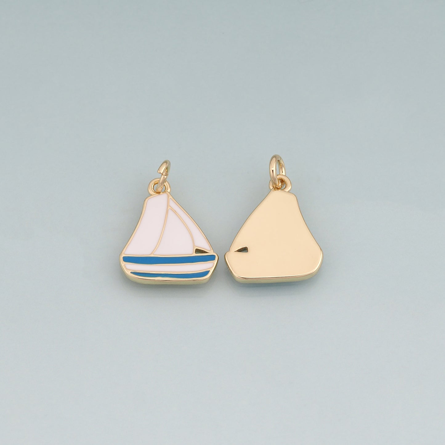 18K Gold Filled Enamel Sailboat Pendant,Sailboat Charm Bracelet Necklace for DIY Jewelry Making Supply