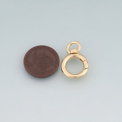 18K Gold Filled Round Spring Clasp Pendant,Round Charm Bracelet Necklace for DIY Jewelry Making Supply