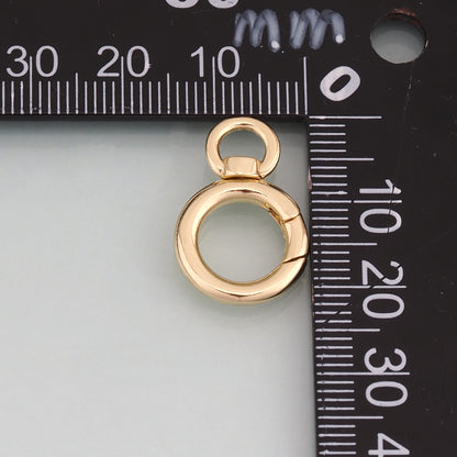 18K Gold Filled Round Spring Clasp Pendant,Round Charm Bracelet Necklace for DIY Jewelry Making Supply