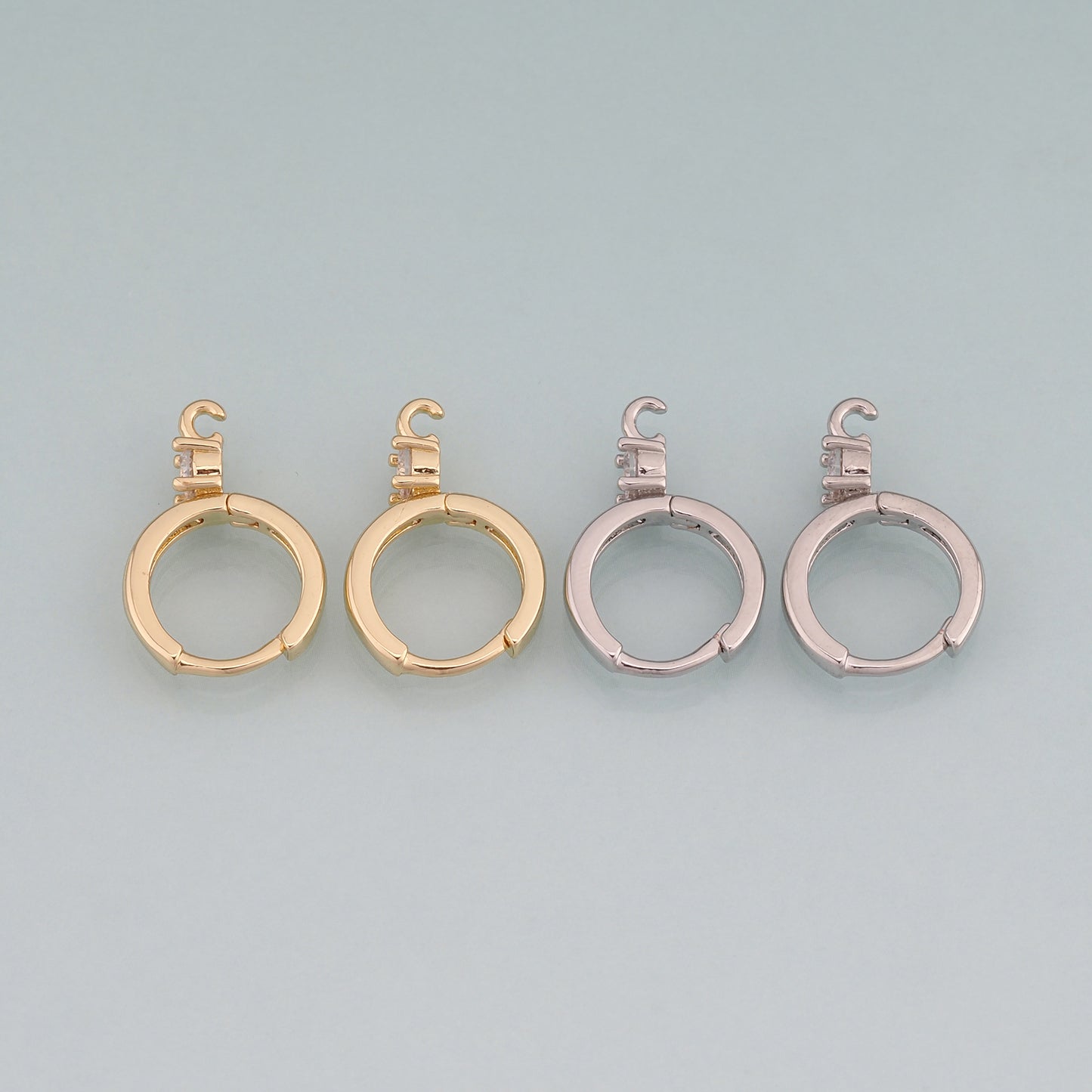 A Pair 18K Gold Filled CZ Round Earrings,Round Earrings Bracelet Necklace for DIY Jewelry Making Supply
