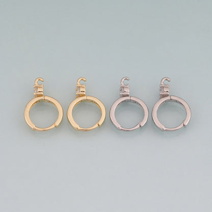 A Pair 18K Gold Filled CZ Round Earrings,Round Earrings Bracelet Necklace for DIY Jewelry Making Supply