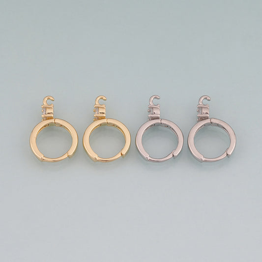A Pair 18K Gold Filled CZ Round Earrings,Round Earrings Bracelet Necklace for DIY Jewelry Making Supply