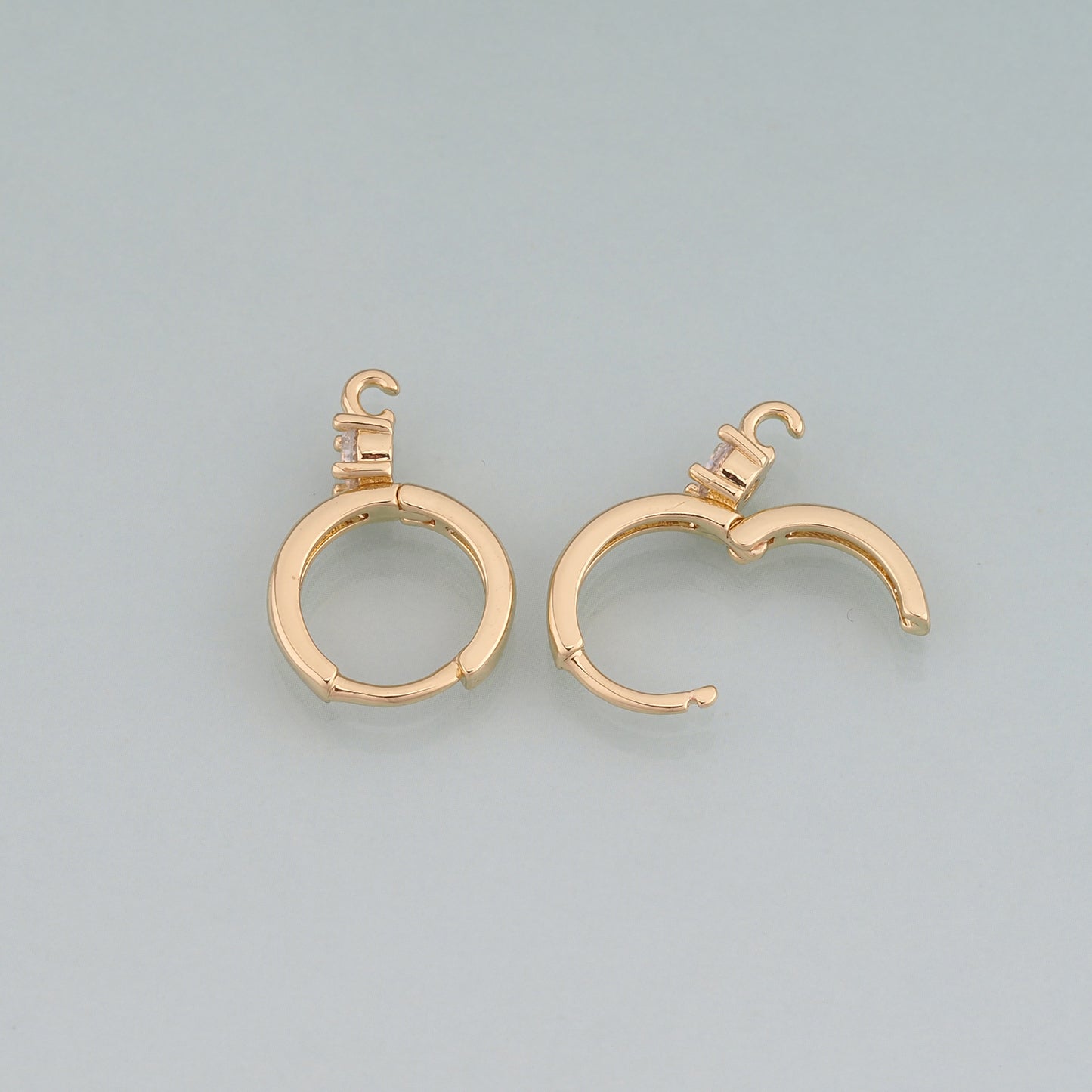 A Pair 18K Gold Filled CZ Round Earrings,Round Earrings Bracelet Necklace for DIY Jewelry Making Supply