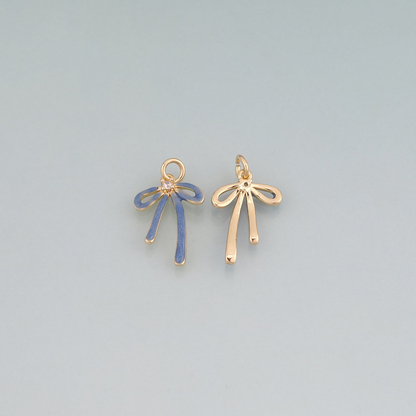 18K Gold Filled Enamel Bow Pendant,Bow Charm Bracelet Necklace for DIY Jewelry Making Supply