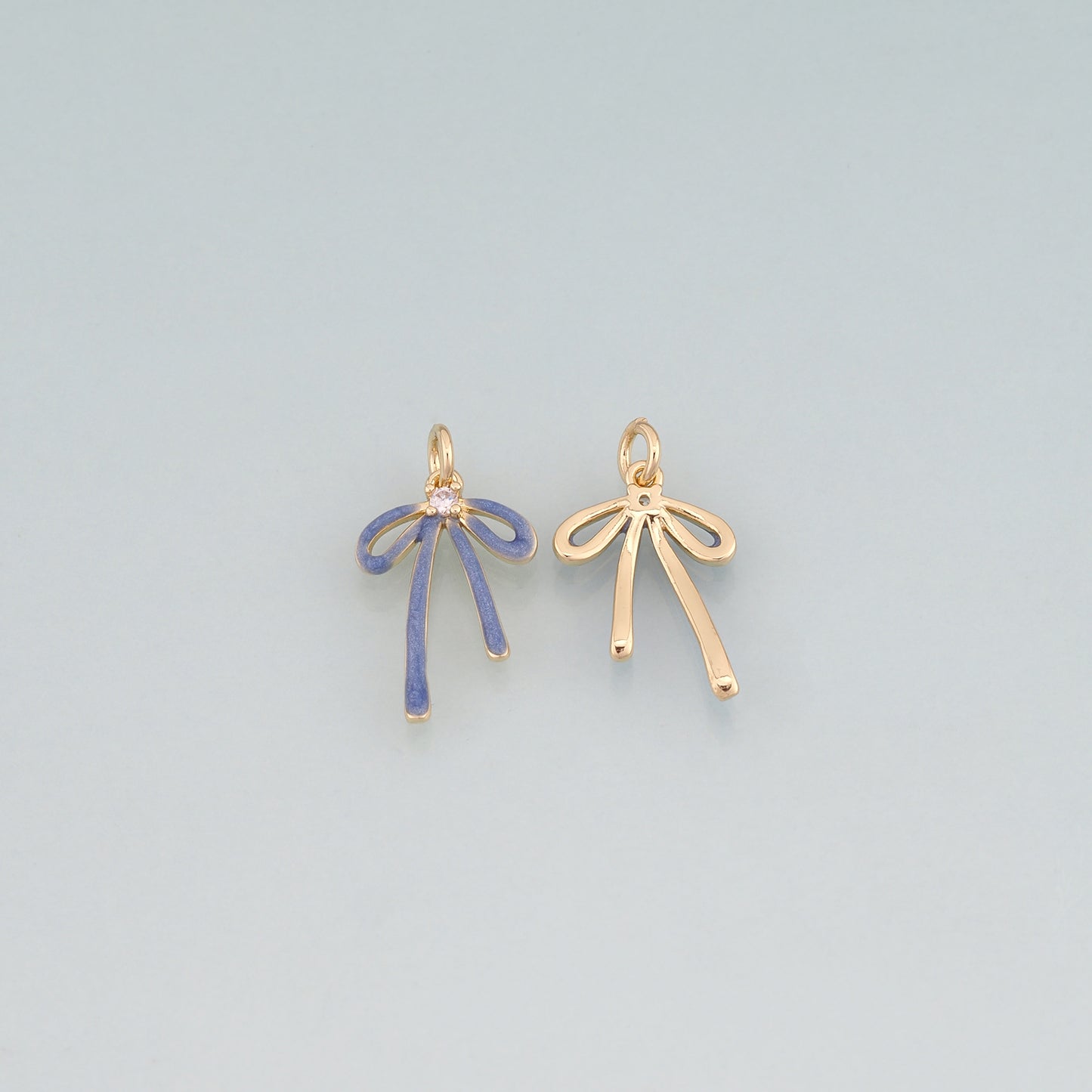 18K Gold Filled Enamel Bow Pendant,Bow Charm Bracelet Necklace for DIY Jewelry Making Supply
