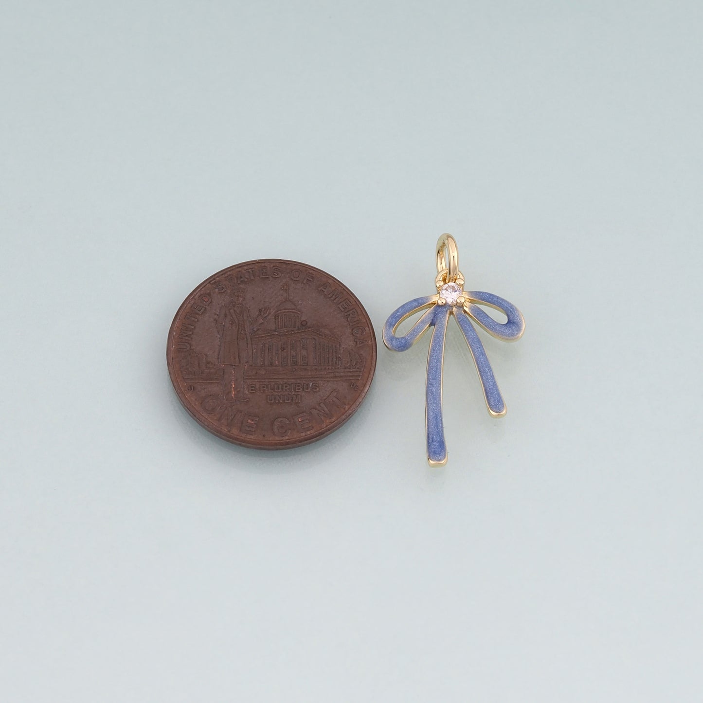 18K Gold Filled Enamel Bow Pendant,Bow Charm Bracelet Necklace for DIY Jewelry Making Supply