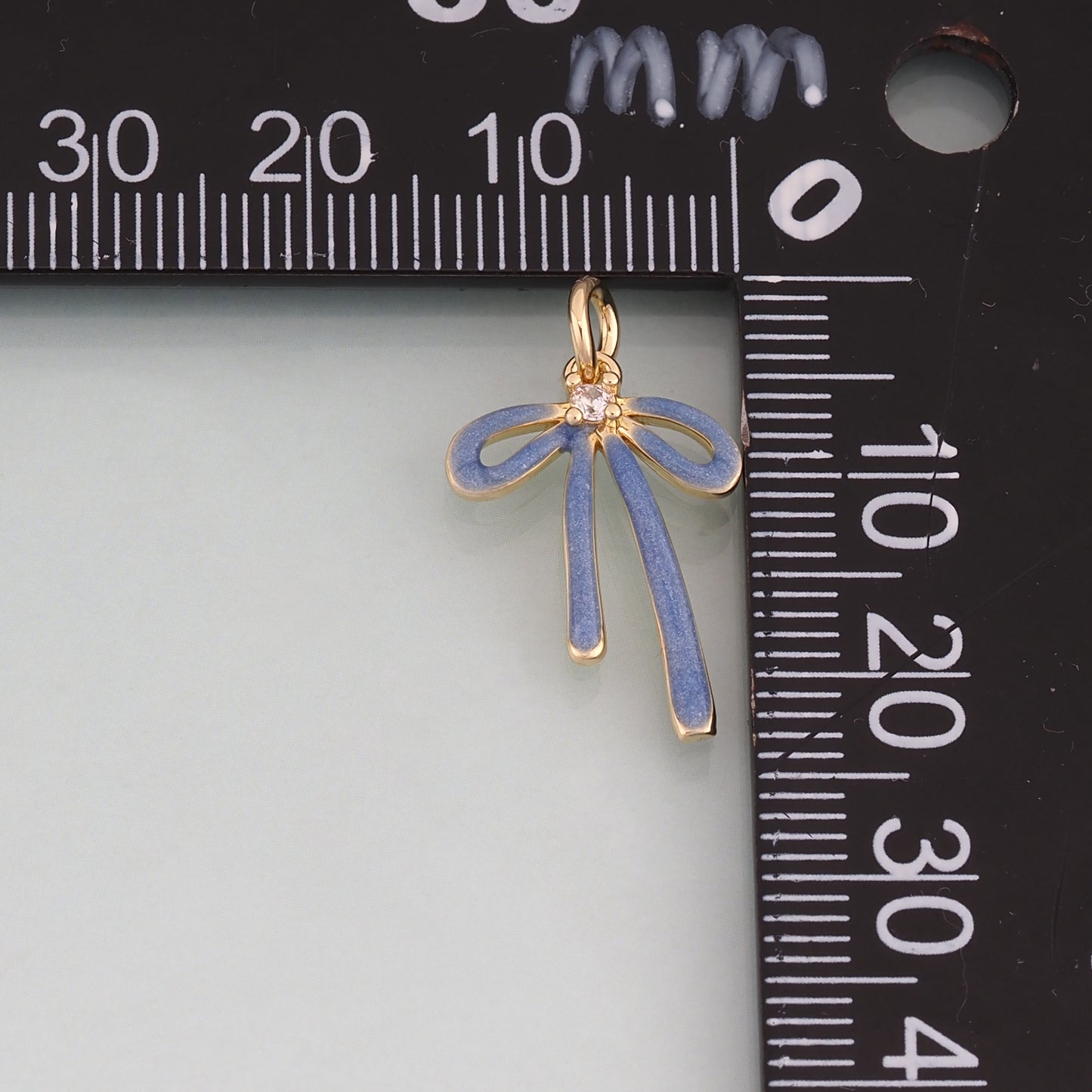 18K Gold Filled Enamel Bow Pendant,Bow Charm Bracelet Necklace for DIY Jewelry Making Supply