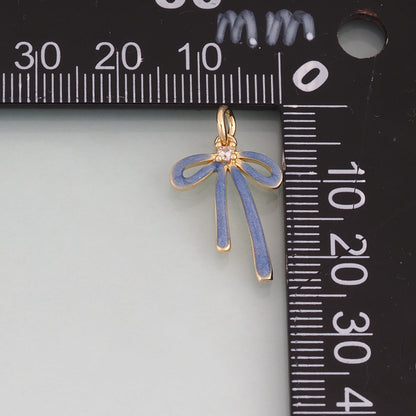18K Gold Filled Enamel Bow Pendant,Bow Charm Bracelet Necklace for DIY Jewelry Making Supply