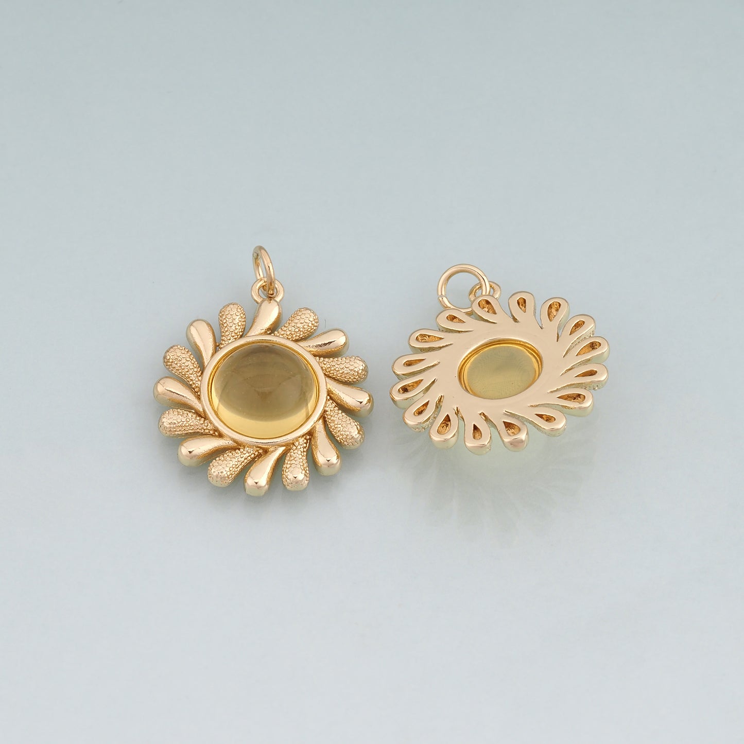 18K Gold Filled Crystal Sun Pendant,Sun Charm Bracelet Necklace for DIY Jewelry Making Supply